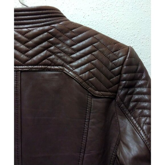 MICHAEL Michael Kors Women’s Brown 100% Leather Moto Jacket in Small - Picture 12 of 16